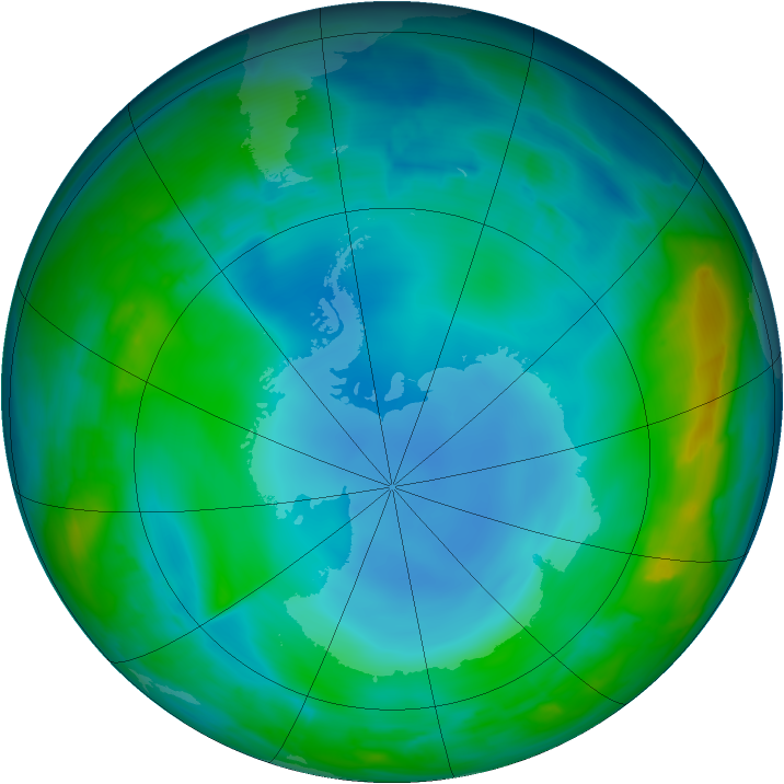 Antarctic ozone map for 04 June 2014